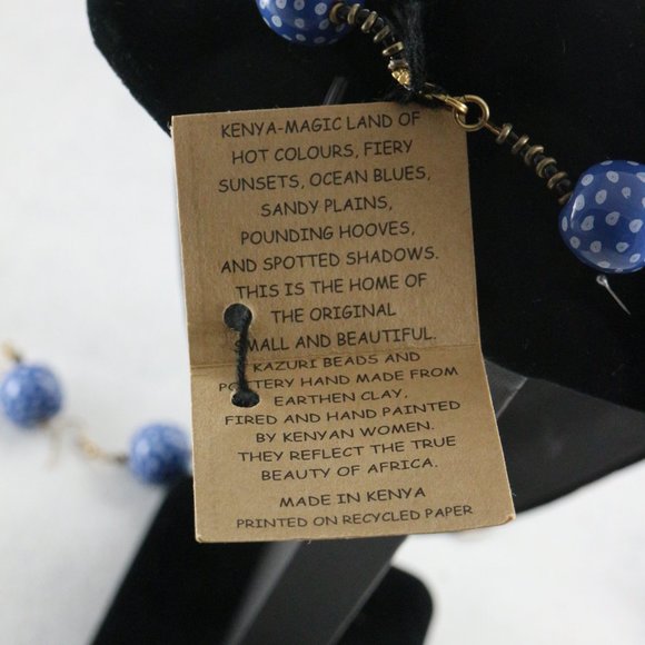 KAZURI Beads Candy TingTing 18 inch Blue/White Necklace + Earrings + Bracelet - Picture 11 of 11